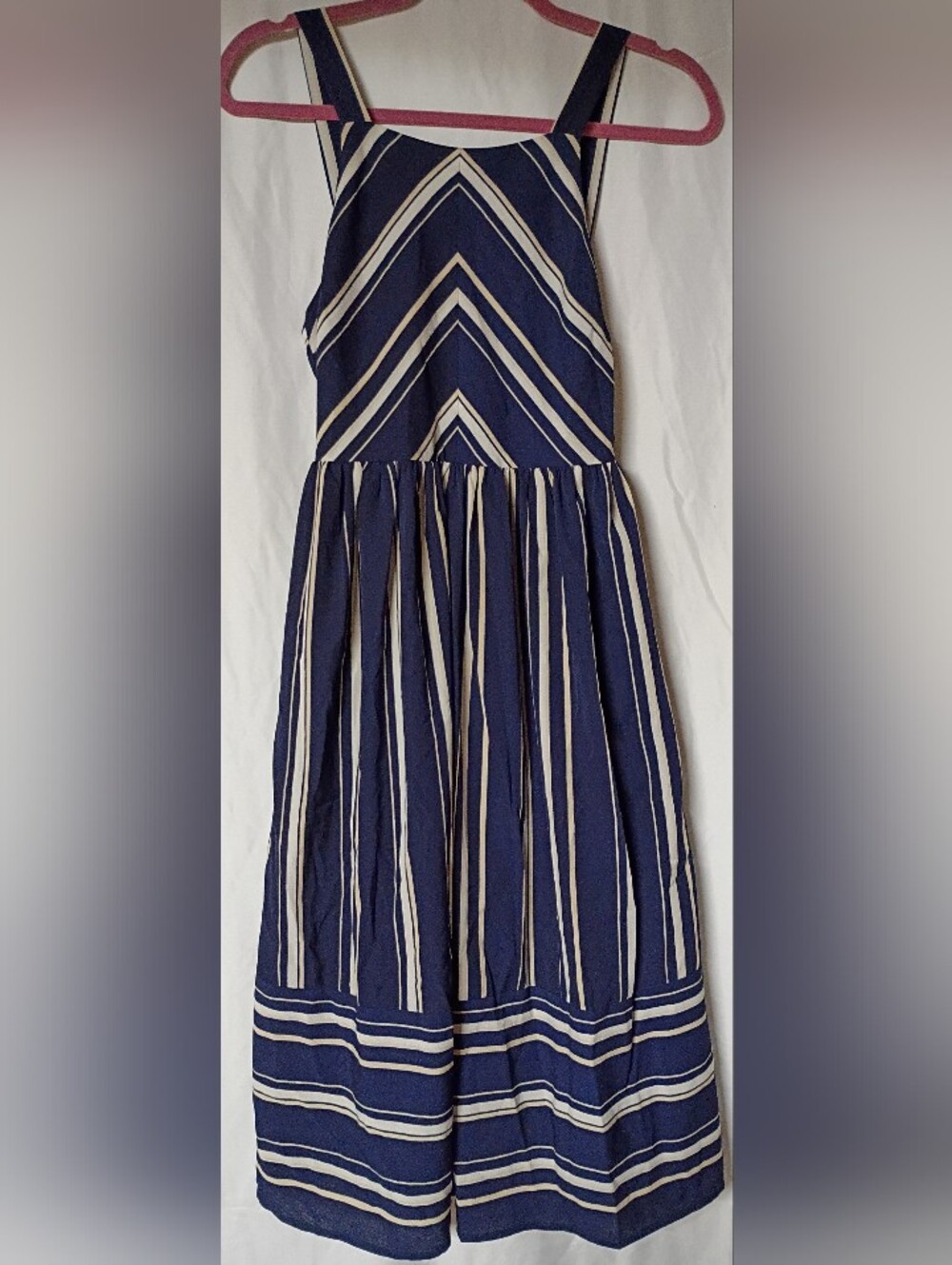 Filly Flair Navy and White Striped Midi Dress